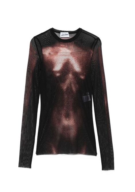 top long sleeve bronze dust donna nero e marrone JEAN PAUL GAULTIER | 25/04-W-TO366-M010P0060